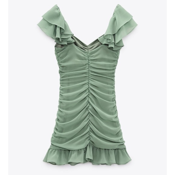 Zara RUFFLED SLEEVE DRAPED DRESS
KHAKI​​ - Picture 2 of 4